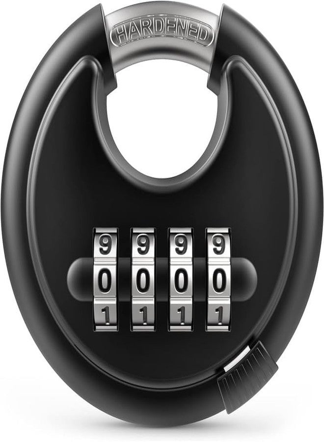 BOSCO 70mm Combination Disc Padlock - Heavy Duty Keyless Number Lock with 4-Digit Code Stainless Steel Shackle | Anti-Cut Security Lock for Gate, Garage, Locker, Outdoor Use (Black) - Image 2